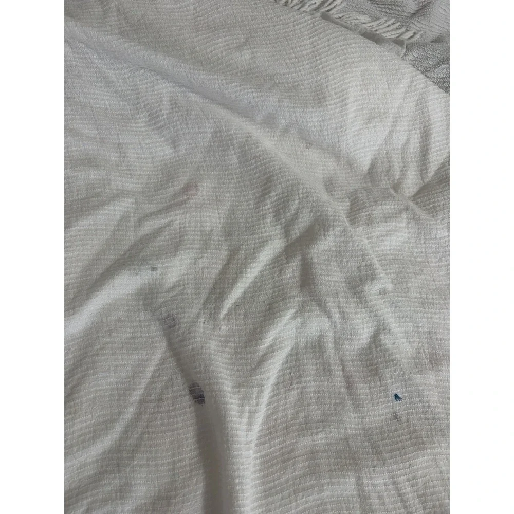 Vintage White Hobnail Chenille Medallion Full Queen Bedspread CUTTER DAMAGE